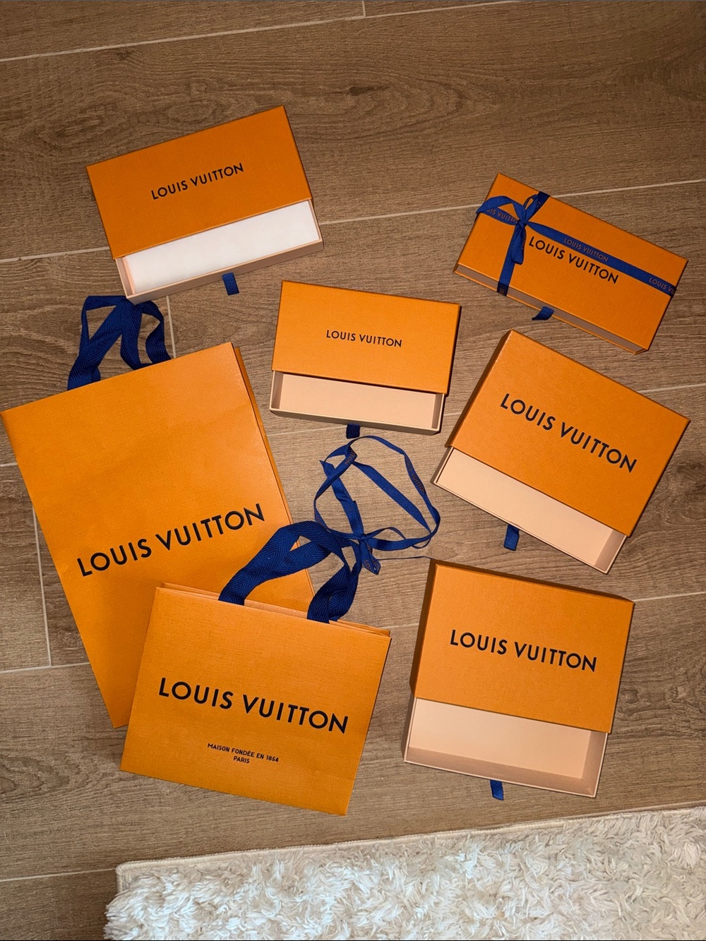 Authentic Louis Vuitton Shopping Bags, Boxes, Tissue Paper, and Ribbon